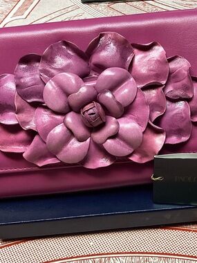 Paolo Masi Fuchsia Floral Leather Clutch